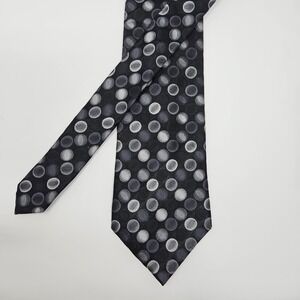 Alfani Men's Handmade 100% silk geometric dot pattern tie  black &  gray